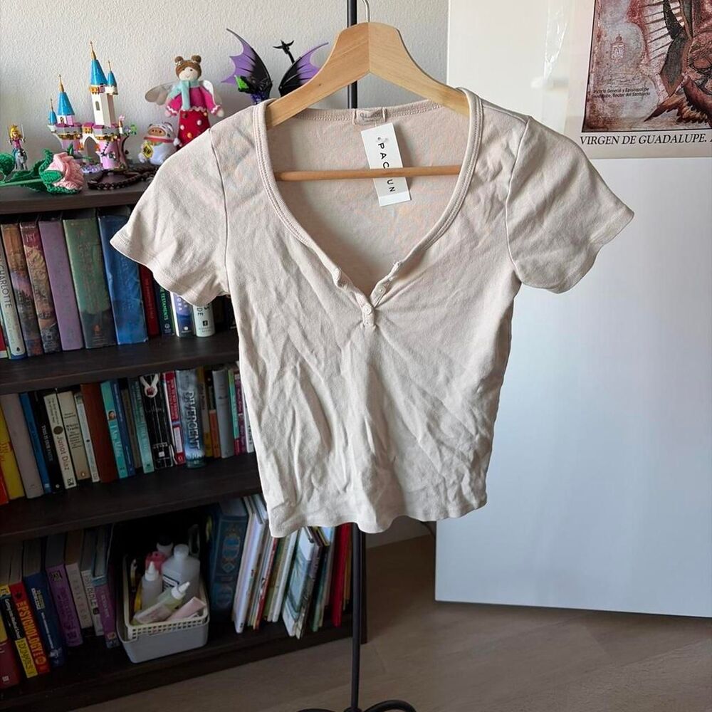 John Galt Brandy Melville Ribbed Henley Top One Size NWT